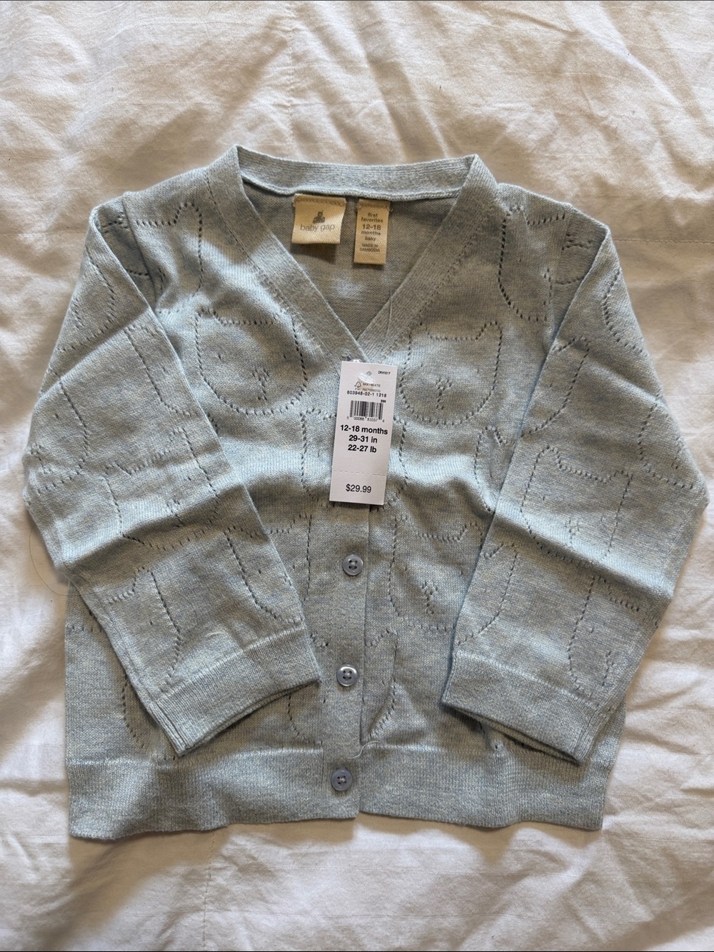 GAP Light Blue Knit Cardigan for Kids